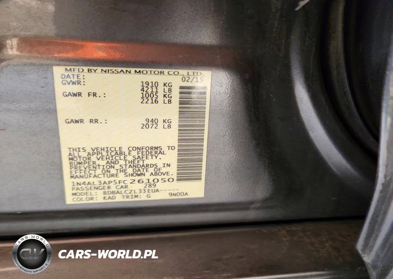 2015 Nissan Altima 2.5 S VIN:1N4AL3AP5FC261050 - 12