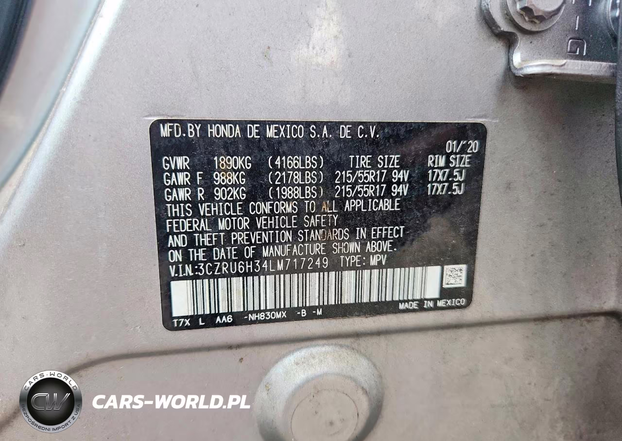 2020 Honda Hr-V Lx VIN:3CZRU6H34LM717249 - 12