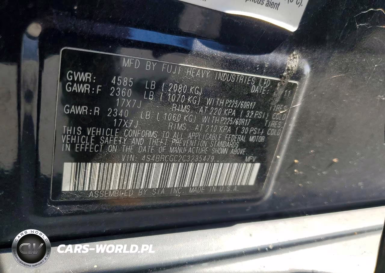 2012 Subaru Outback 2.5I Premium VIN:4S4BRCGC2C3235479 - 13