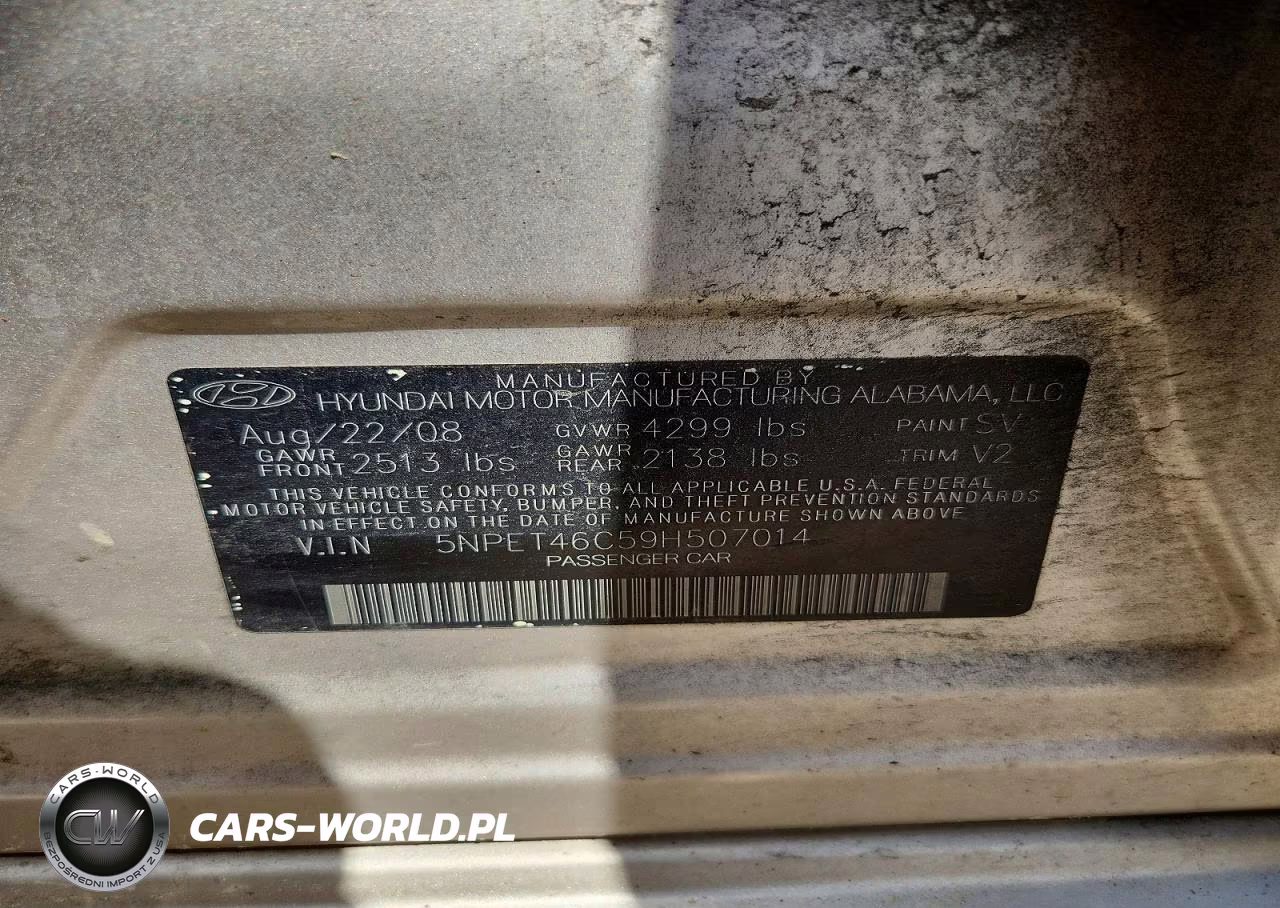 2009 Hyundai Sonata Gls VIN:5NPET46C59H507014 - 12