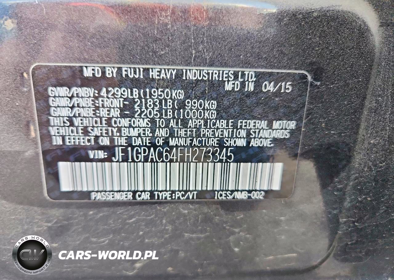 2015 Subaru Impreza Premium VIN:JF1GPAC64FH273345 - 12