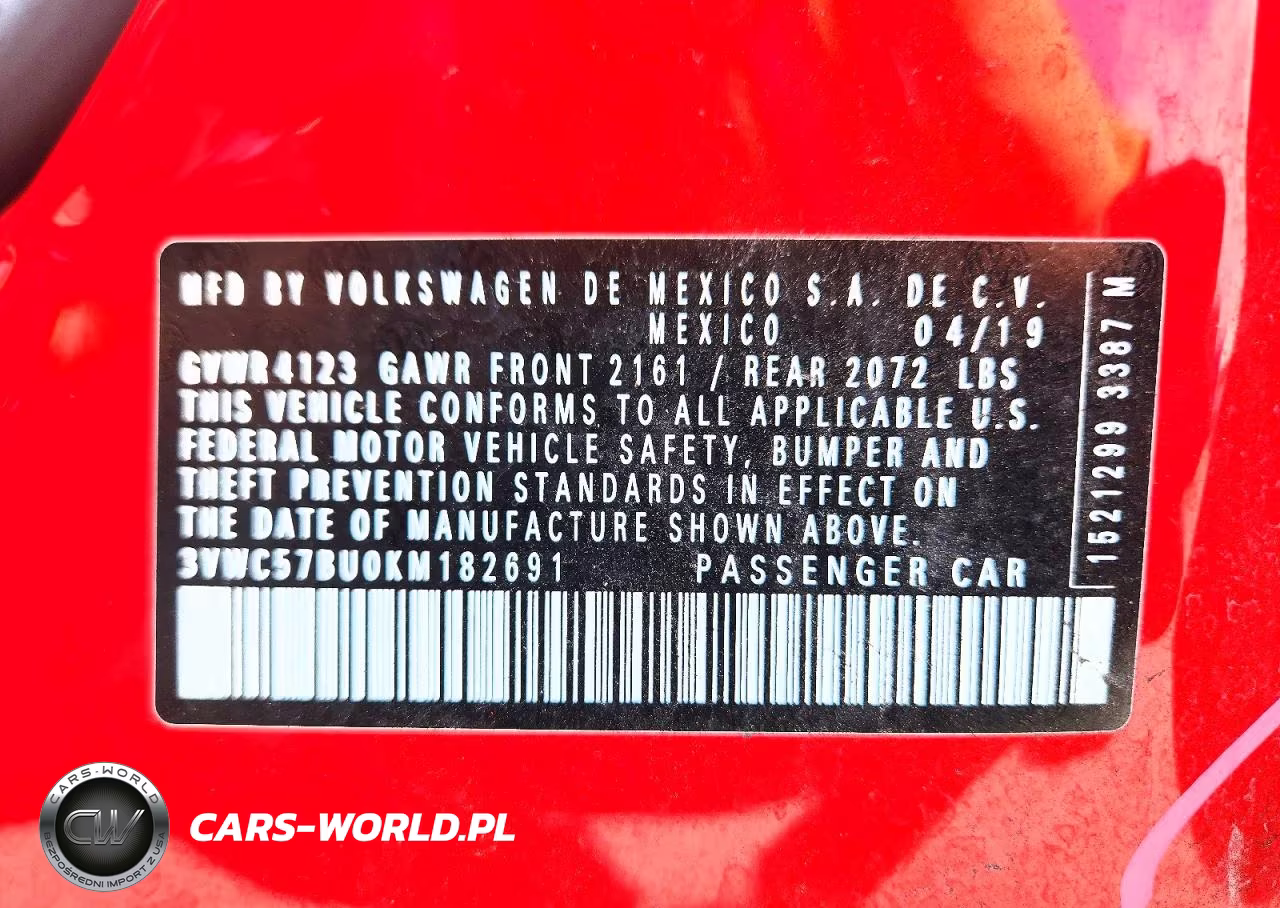 2019 Volkswagen Jetta S VIN:3VWC57BU0KM182691 - 12