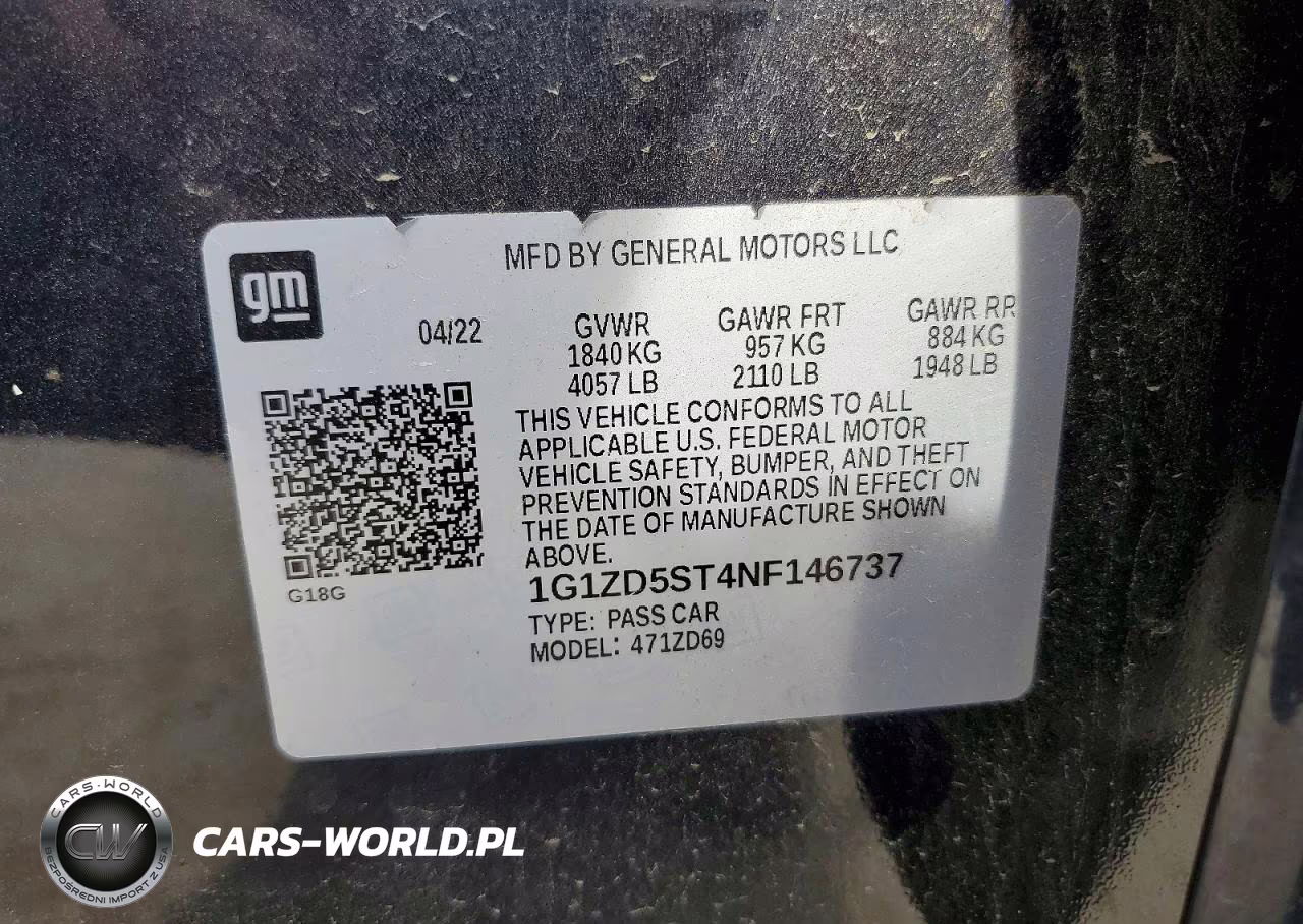 2022 Chevrolet Malibu Lt VIN:1G1ZD5ST4NF146737 - 13