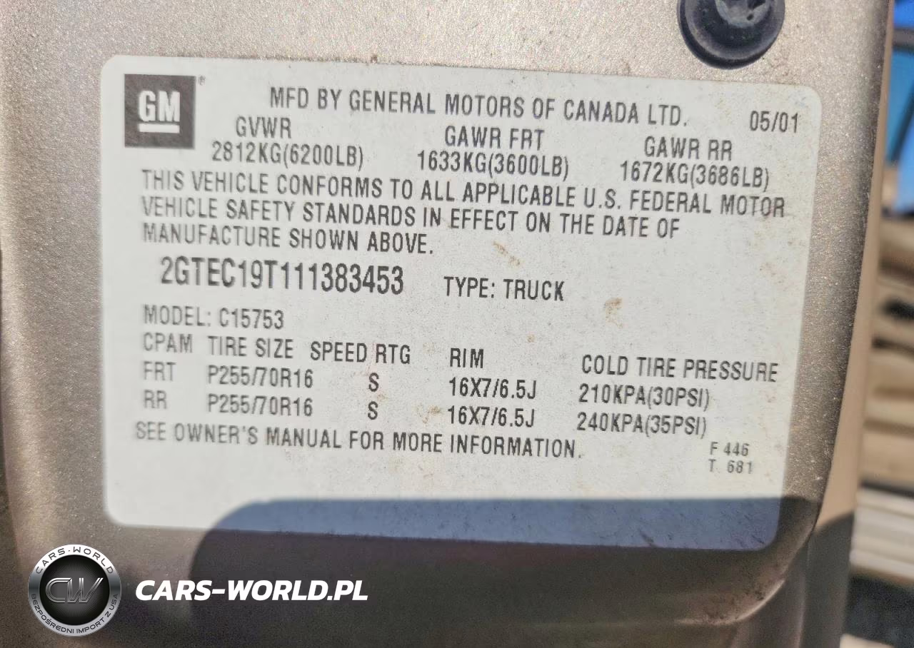 2001 GMC New Sierra C1500 VIN:2GTEC19T111383453 - 12