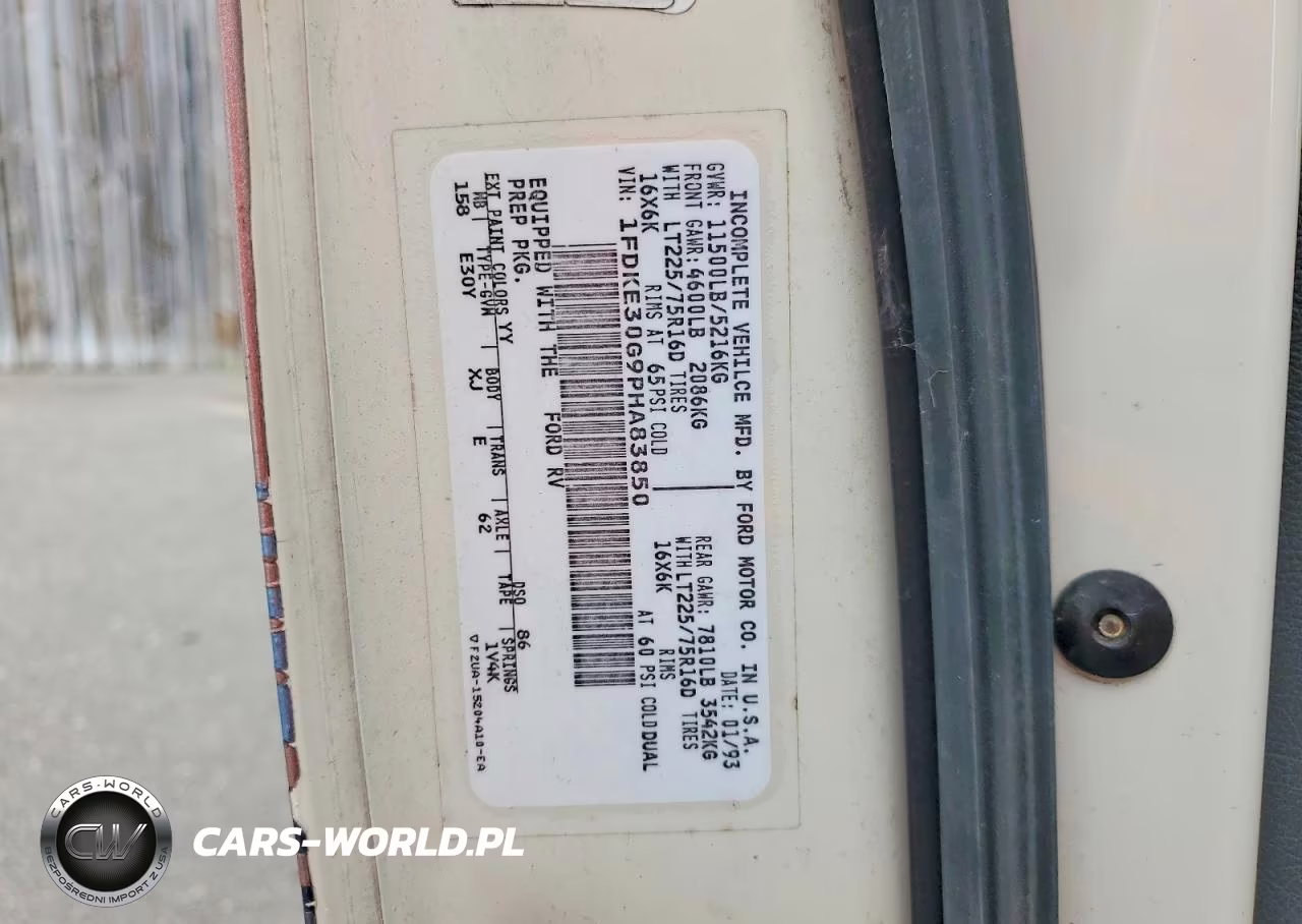1993 Ford Telstar Rv VIN:1FDKE30G9PHA83850 - 10