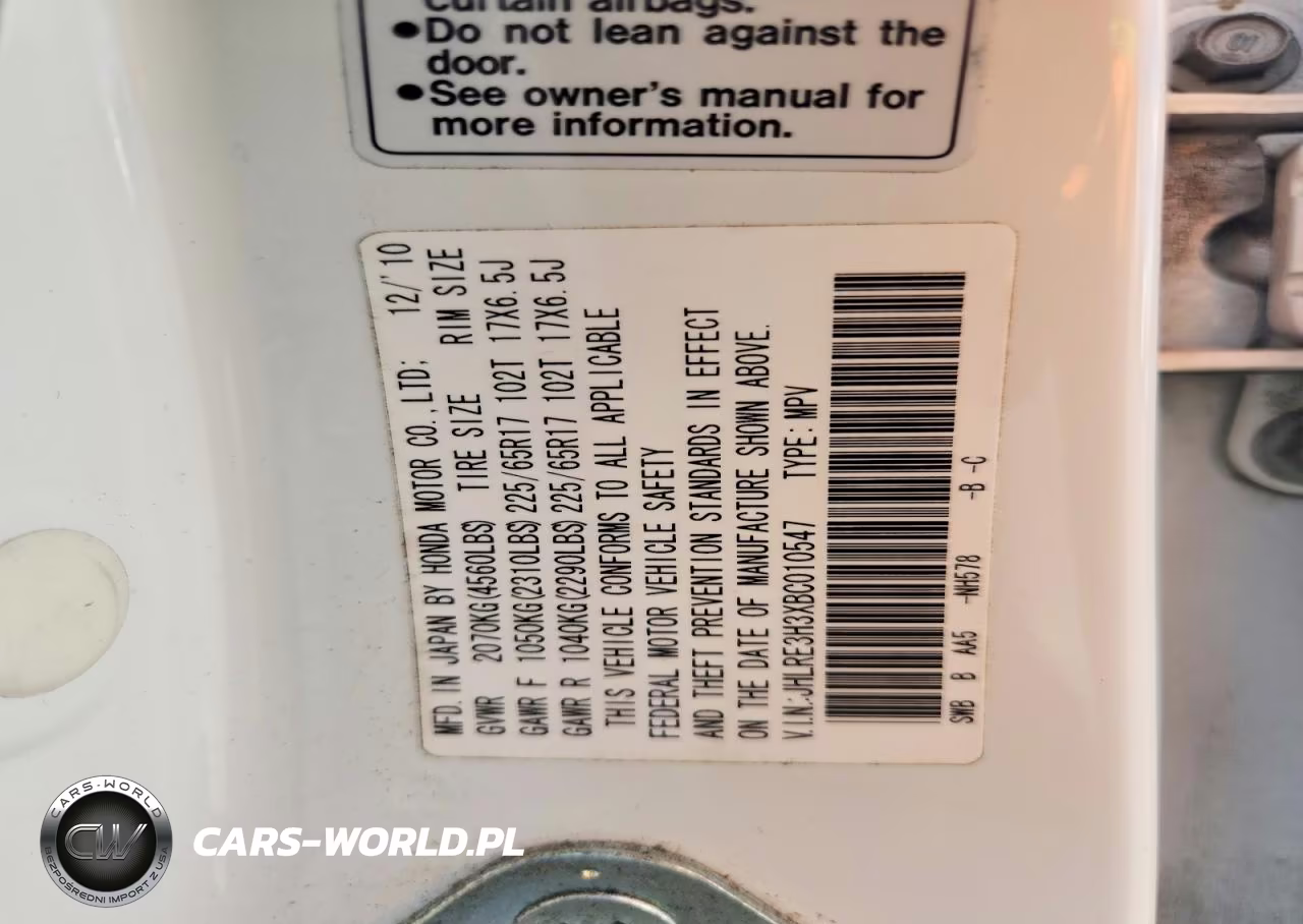 2011 Honda Cr-V Lx VIN:JHLRE3H3XBC010547 - 12