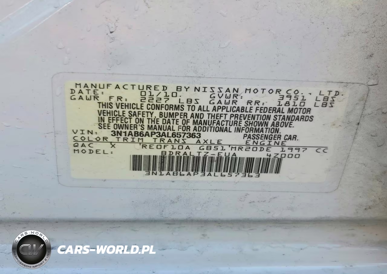 2010 Nissan Sentra 2.0 VIN:3N1AB6AP3AL657363 - 12