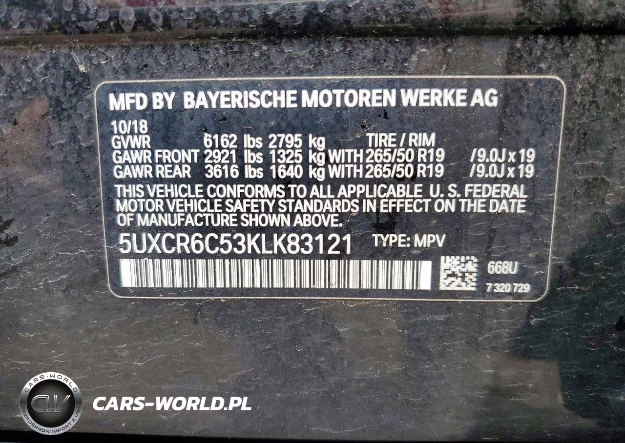 2019 BMW X5 xDrive40I VIN:5UXCR6C53KLK83121 - 12