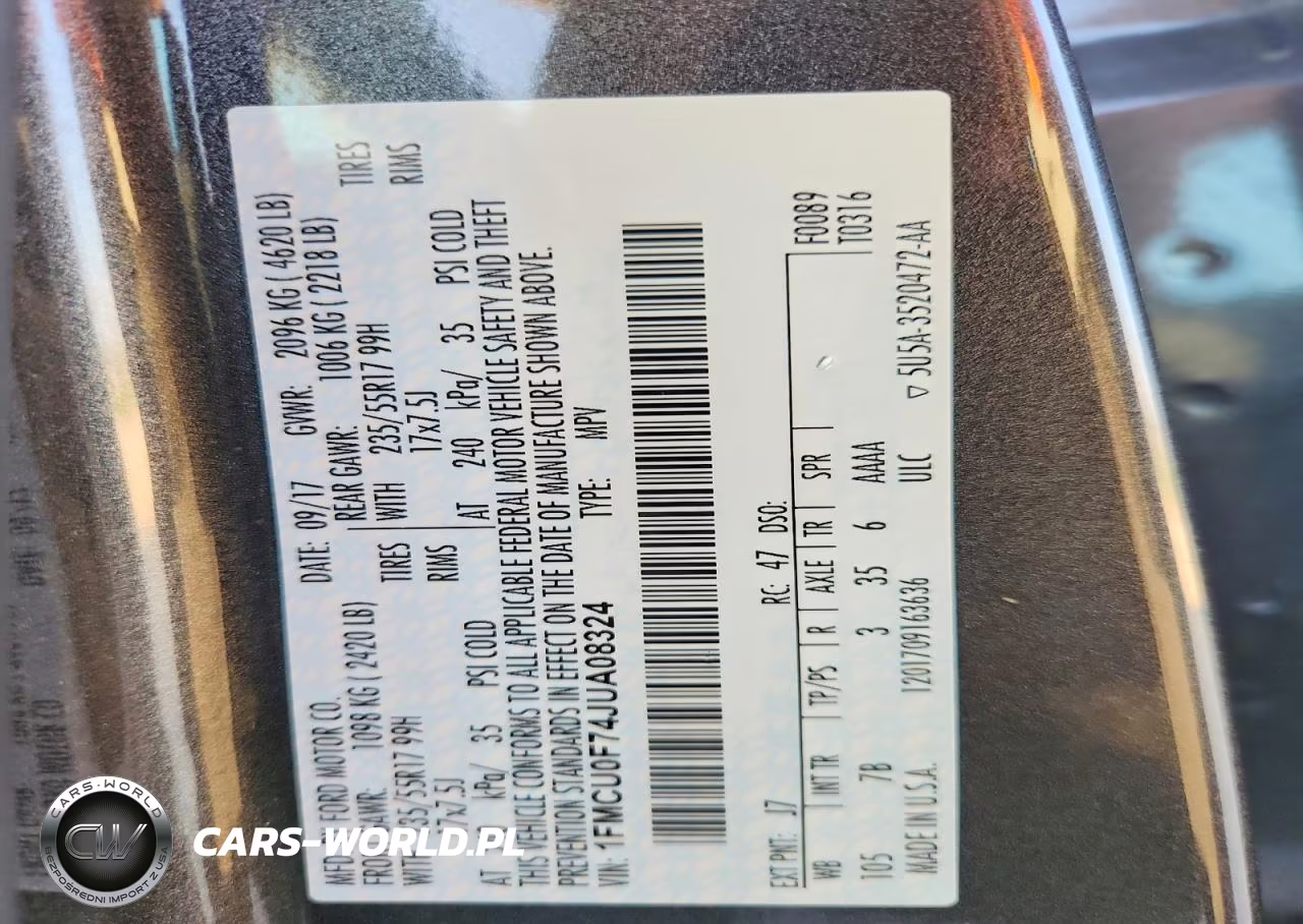2018 Ford Escape S VIN:1FMCU0F74JUA08324 - 13