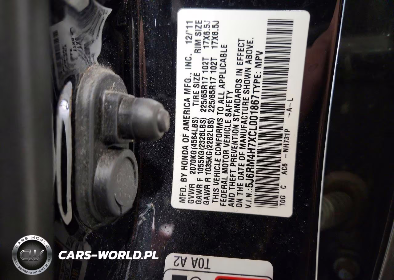 2012 Honda Cr-V Exl VIN:5J6RM4H7XCL001867 - 12