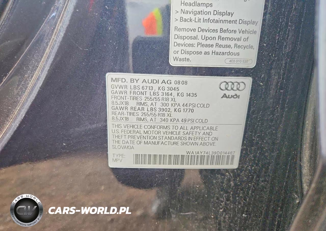2009 Audi Q7 VIN:WA1AY74L39D014467 - 13