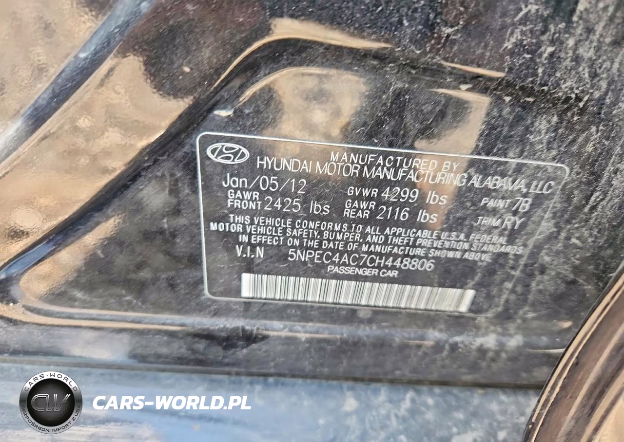 2012 Hyundai Sonata Limited VIN:5NPEC4AC7CH448806 - 12