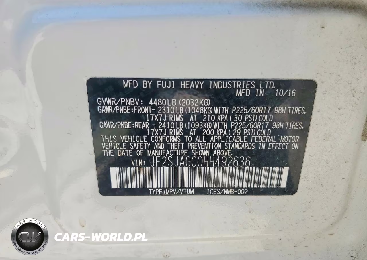 2017 Subaru Forester 2.5I Premium VIN:JF2SJAGC0HH492636 - 13