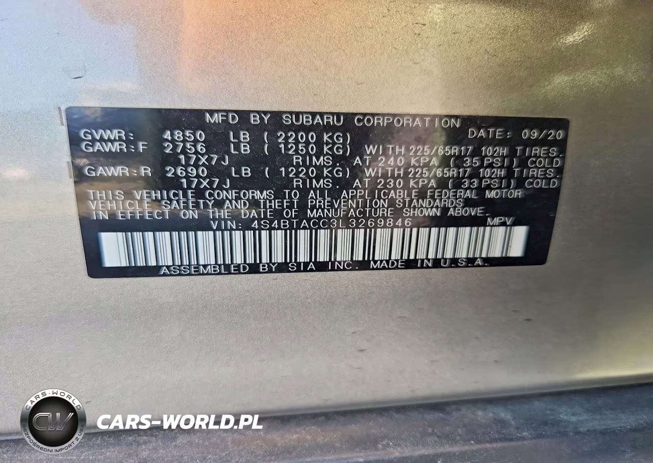 2020 Subaru Outback Premium VIN:4S4BTACC3L3269846 - 14