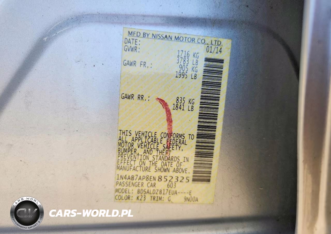 2014 Nissan Sentra Sv VIN:1N4AB7AP8EN852325 - 12