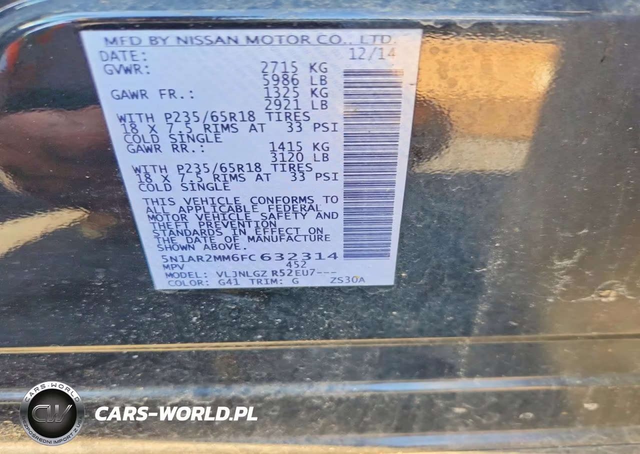 2015 Nissan Pathfinder Sl VIN:5N1AR2MM6FC632314 - 14