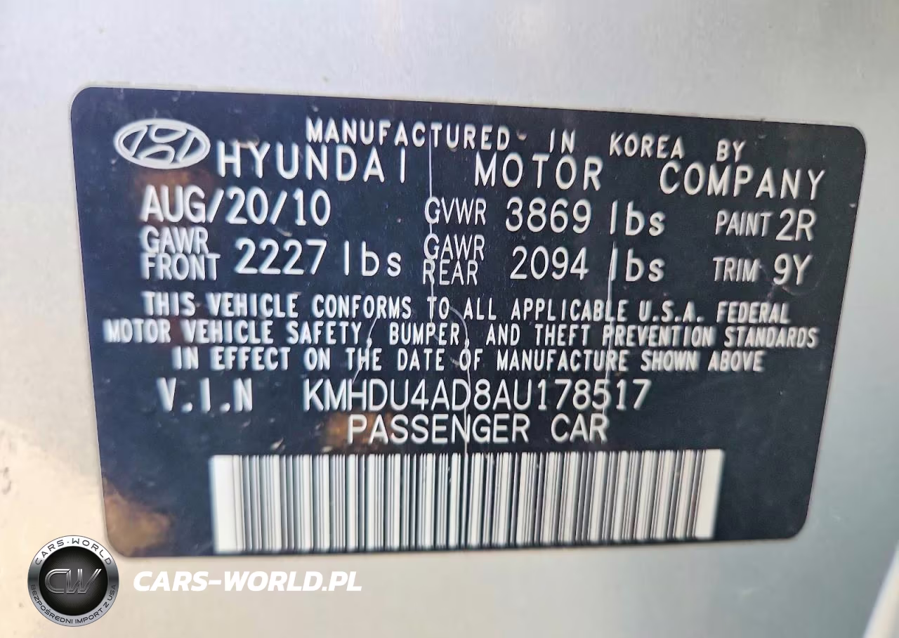 2010 Hyundai Elantra Gls VIN:KMHDU4AD8AU178517 - 12