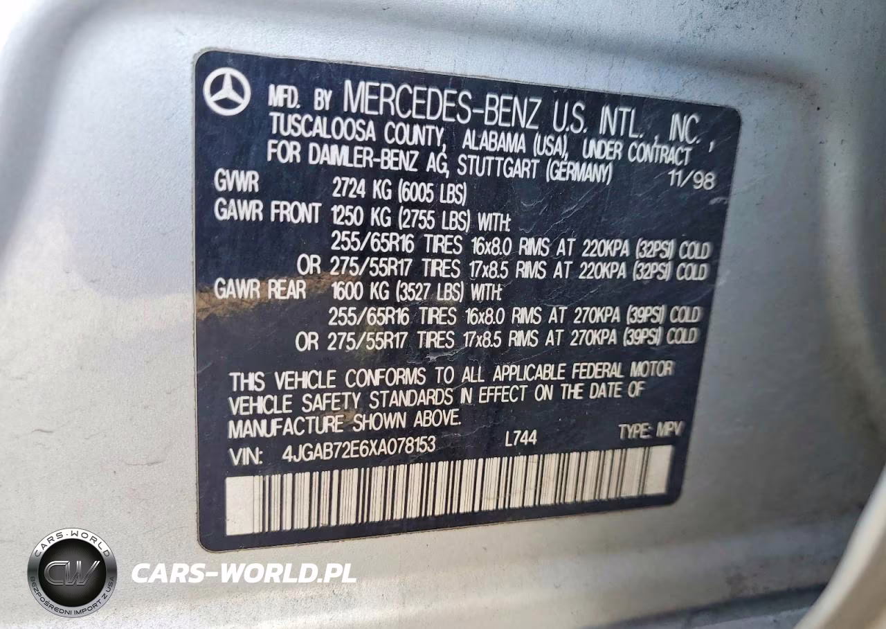 1999 Mercedes-Benz Ml 430 VIN:4JGAB72E6XA078153 - 13