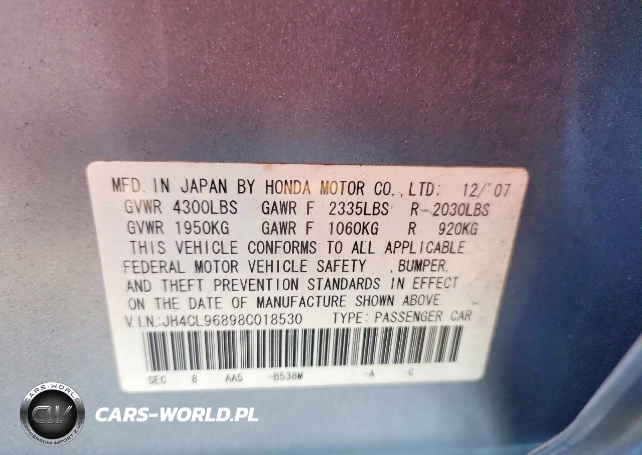 2008 Acura Tsx VIN:JH4CL96898C018530 - 12