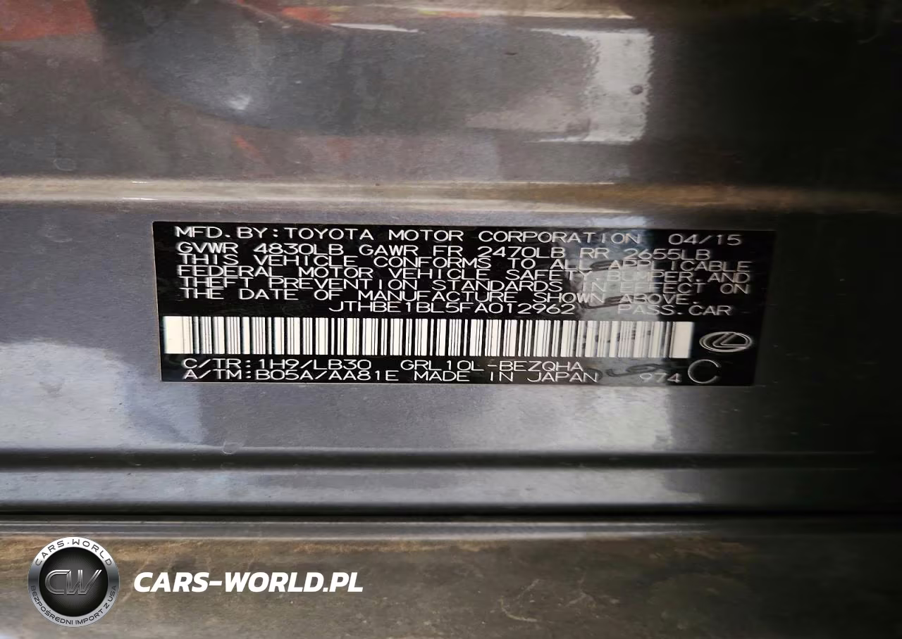 2015 Lexus Gs 350 VIN:JTHBE1BL5FA012962 - 12