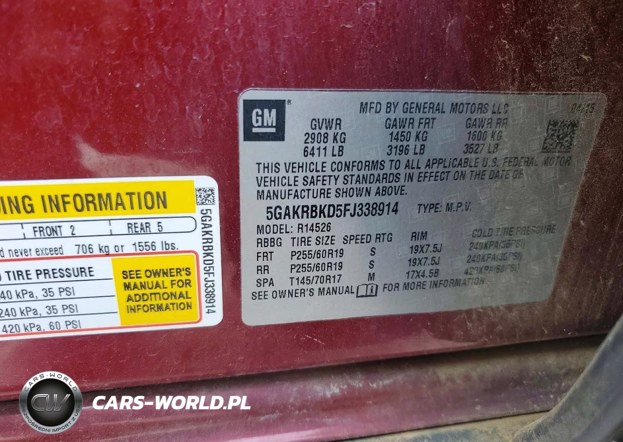 2015 Buick Enclave VIN:5GAKRBKD5FJ338914 - 14