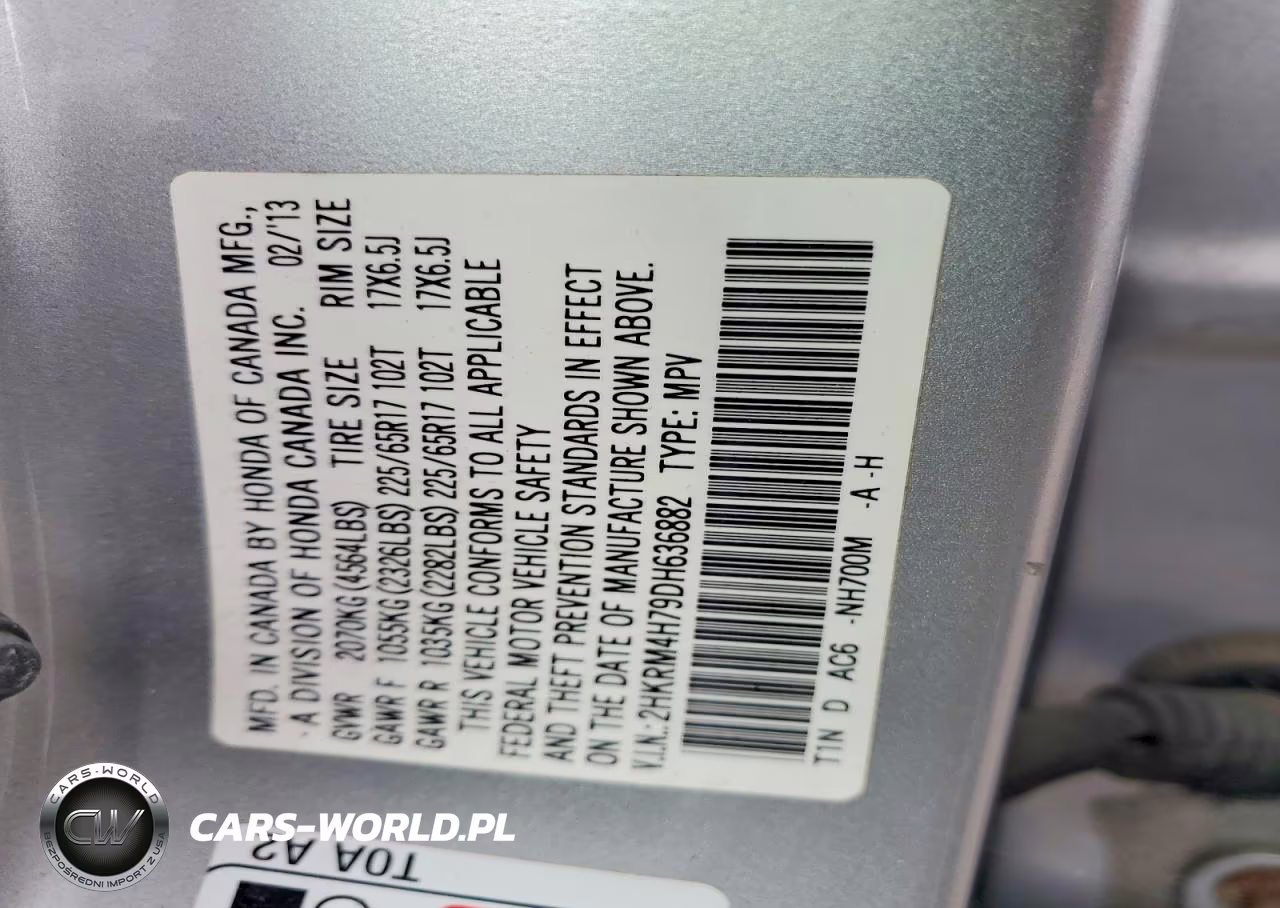 2013 Honda Cr-V Exl VIN:2HKRM4H79DH636882 - 13