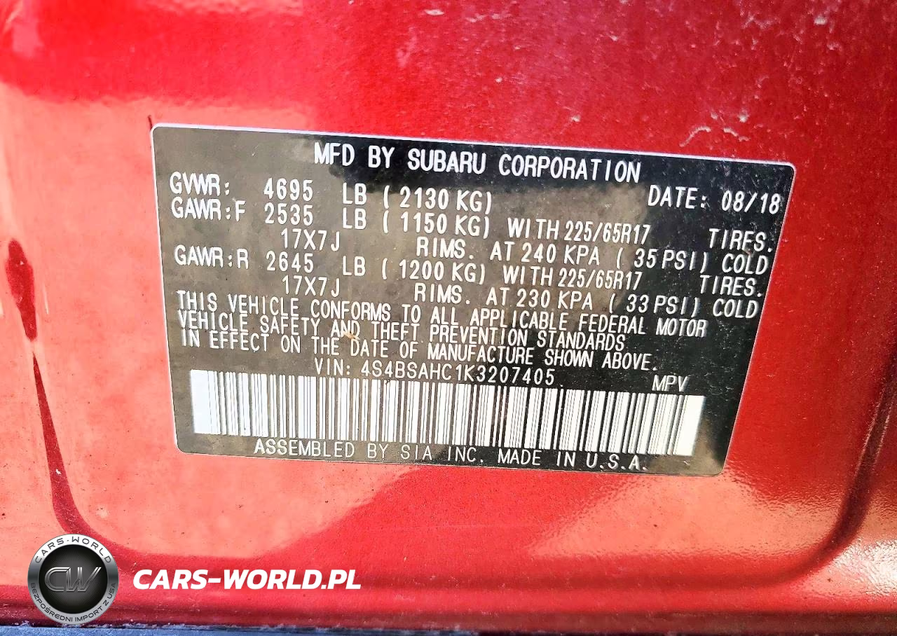 2019 Subaru Outback 2.5I Premium VIN:4S4BSAHC1K3207405 - 13