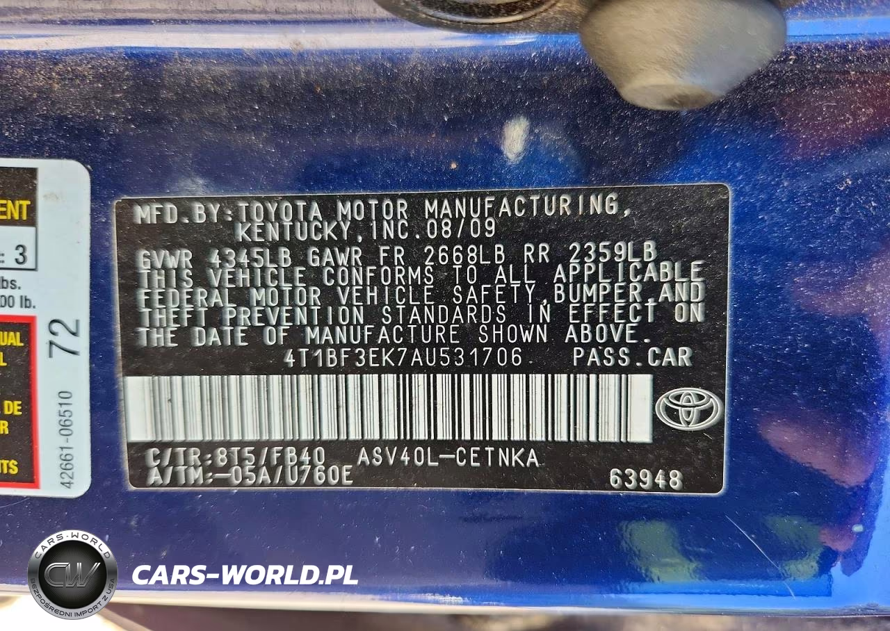 2010 Toyota Camry Base VIN:4T1BF3EK7AU531706 - 12