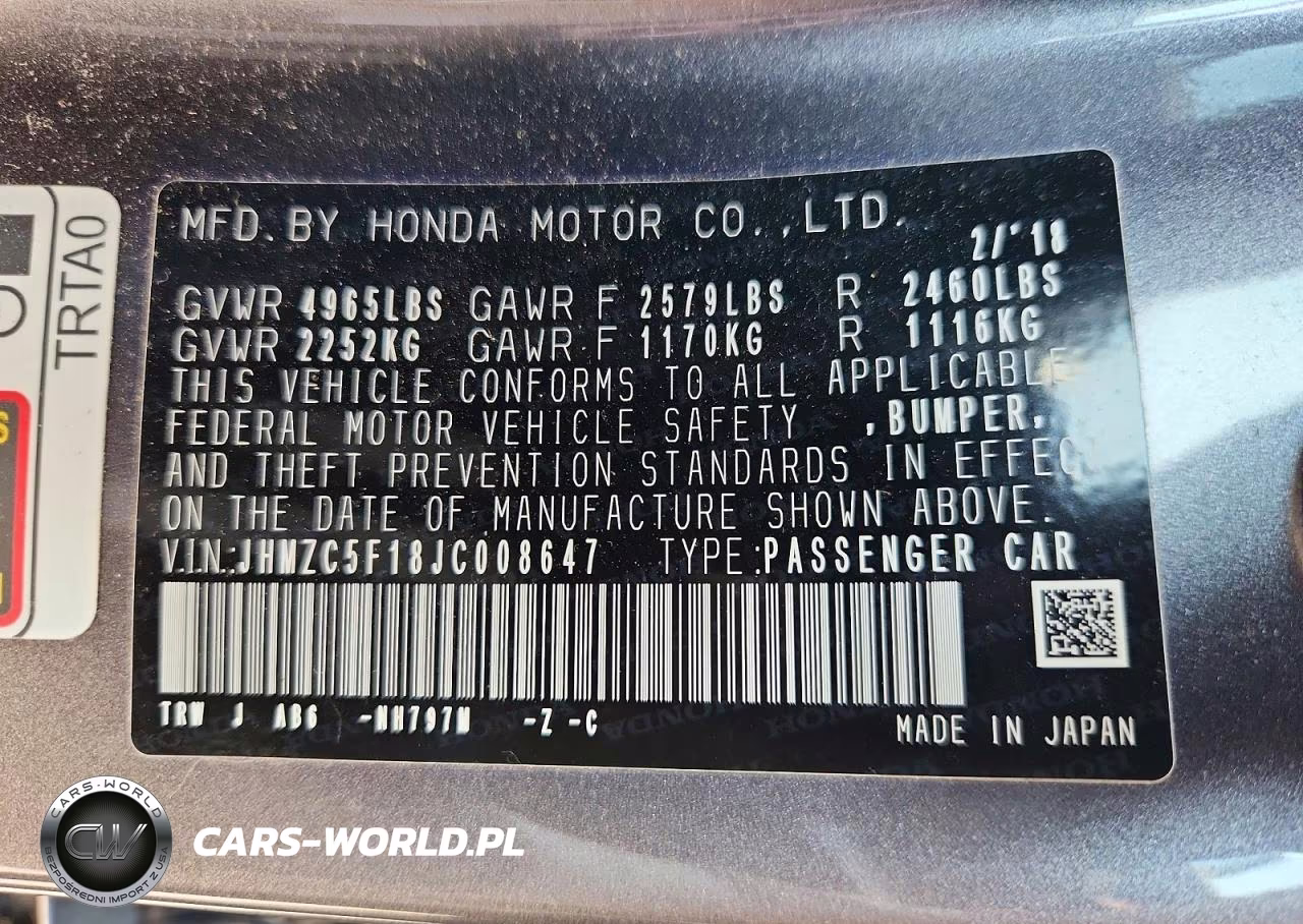 2018 Honda Clarity VIN:JHMZC5F18JC008647 - 12
