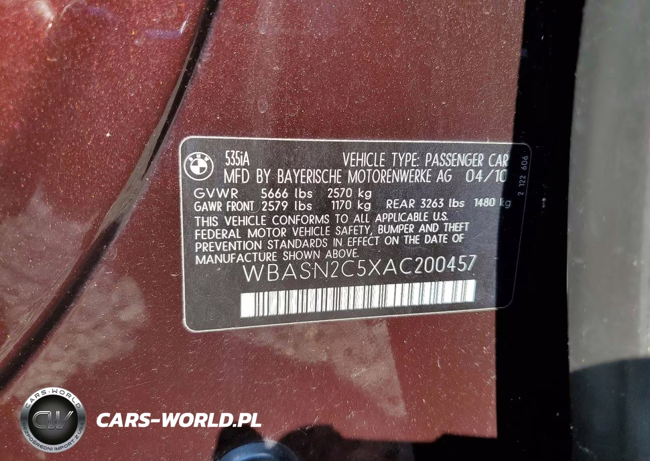 2010 BMW 535 Gt VIN:WBASN2C5XAC200457 - 12
