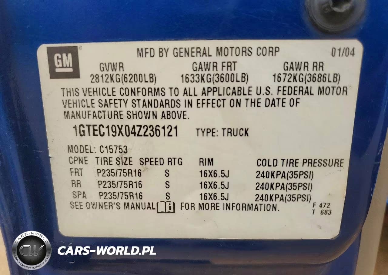 2004 GMC New Sierra C1500 VIN:1GTEC19X04Z236121 - 13