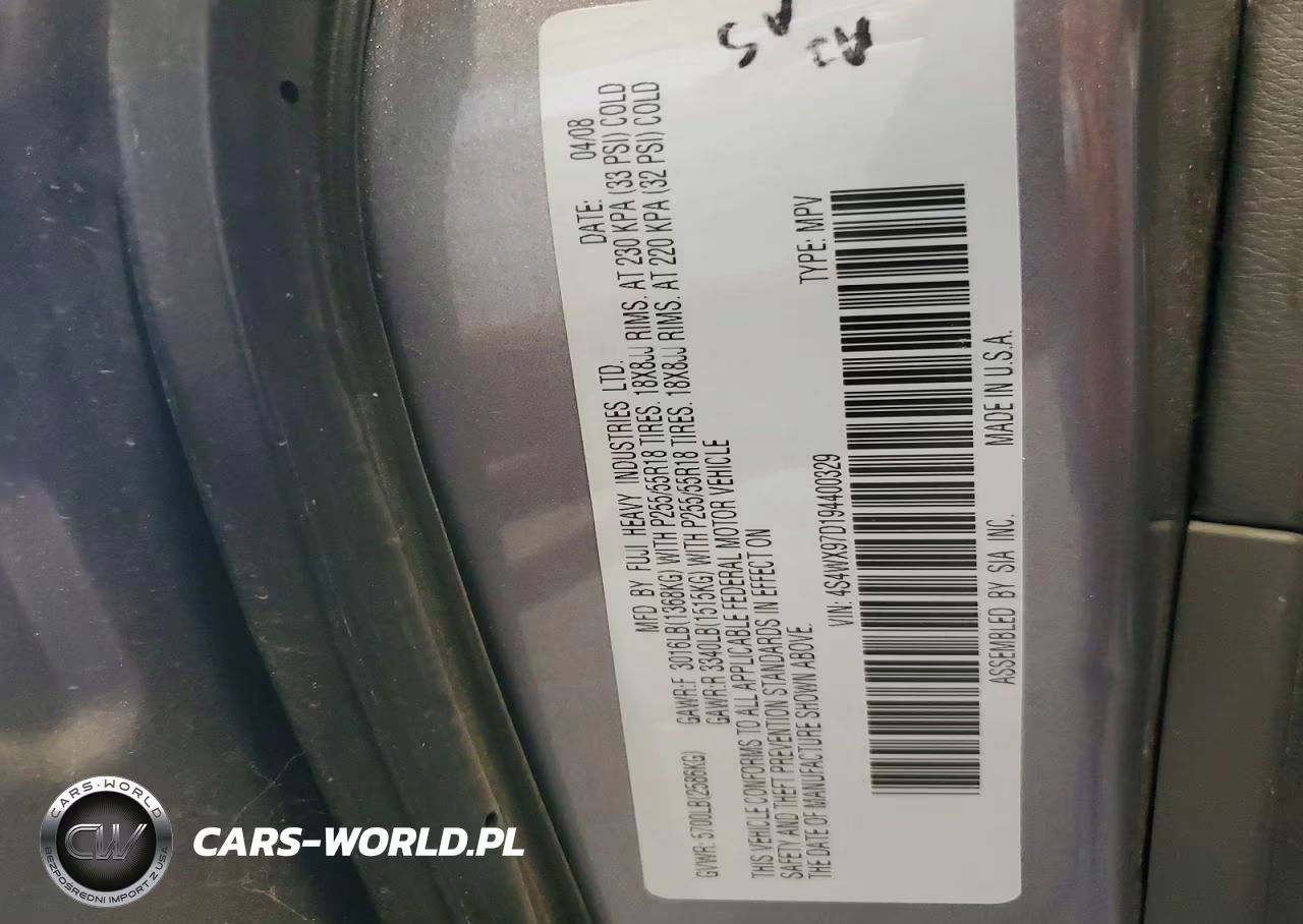 2009 Subaru Tribeca Limited VIN:4S4WX97D194400329 - 13