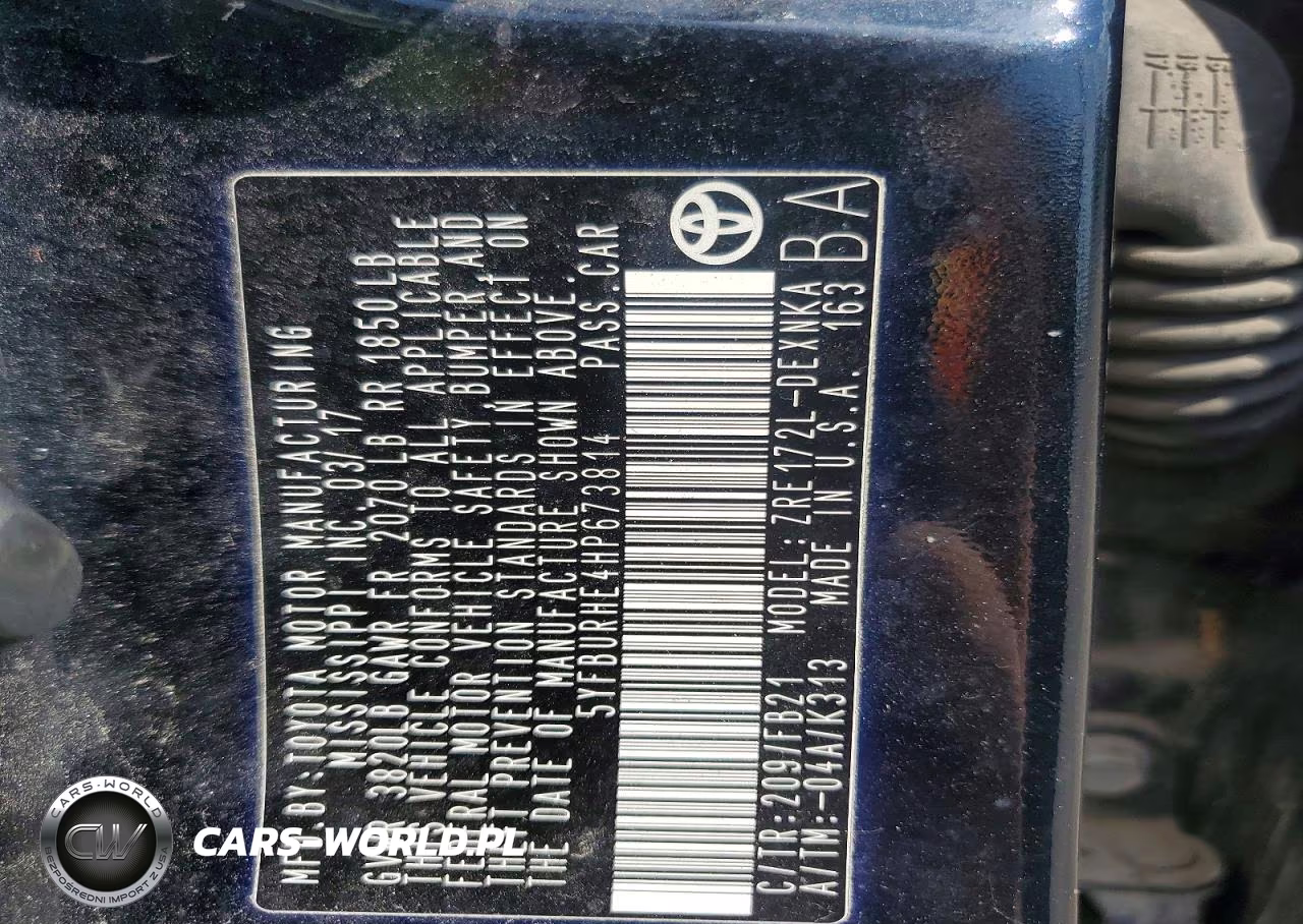 2017 Toyota Corolla Le VIN:5YFBURHE4HP673814 - 12
