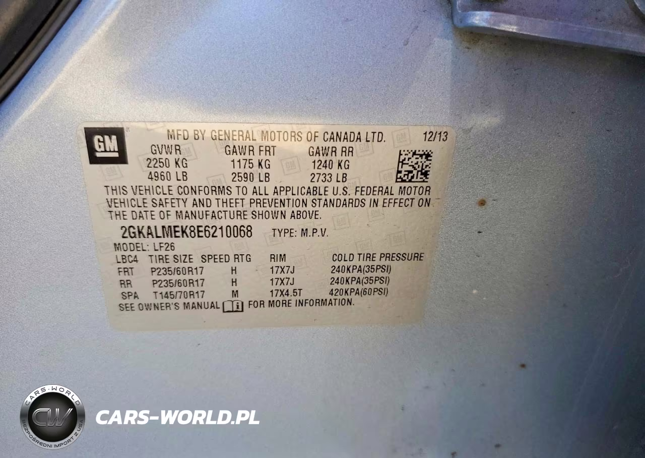 2014 GMC Terrain Sle VIN:2GKALMEK8E6210068 - 13