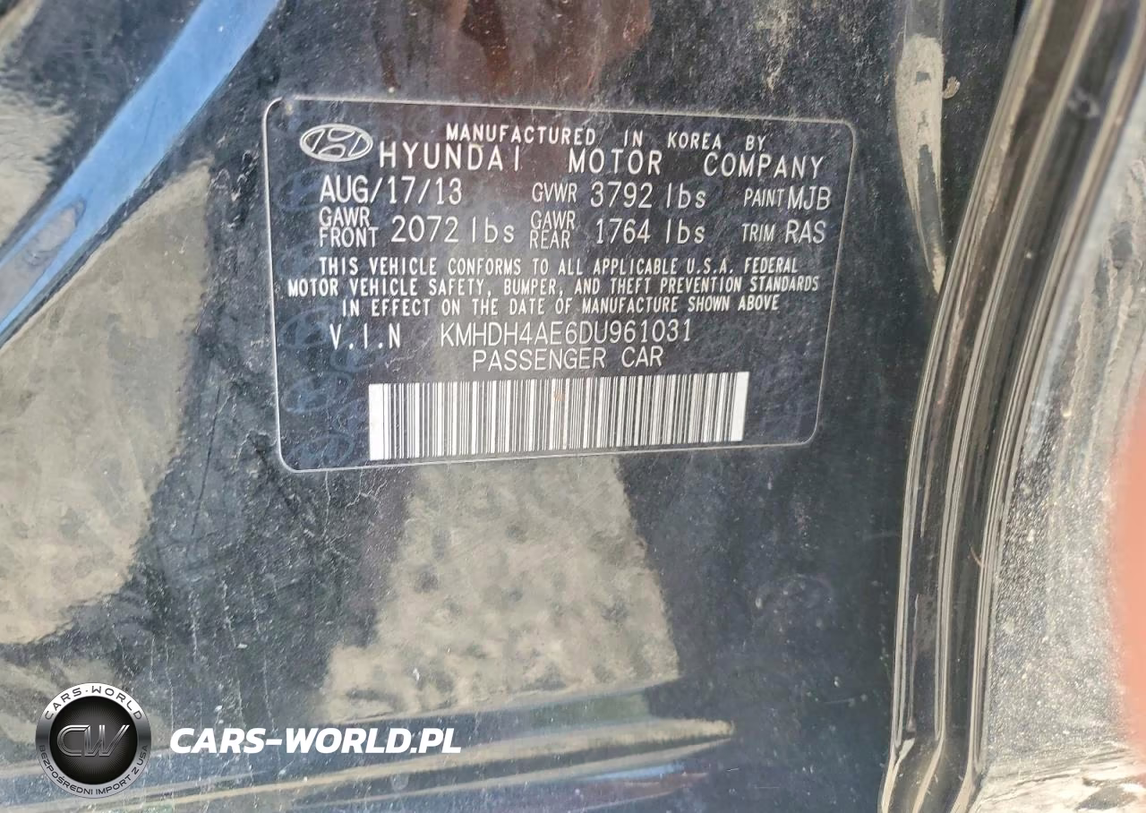 2013 Hyundai Elantra Gls VIN:KMHDH4AE6DU961031 - 12