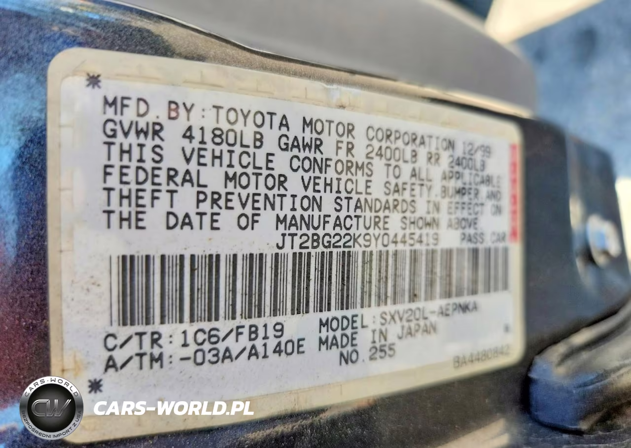 2000 Toyota Camry Le VIN:JT2BG22K9Y0445419 - 12