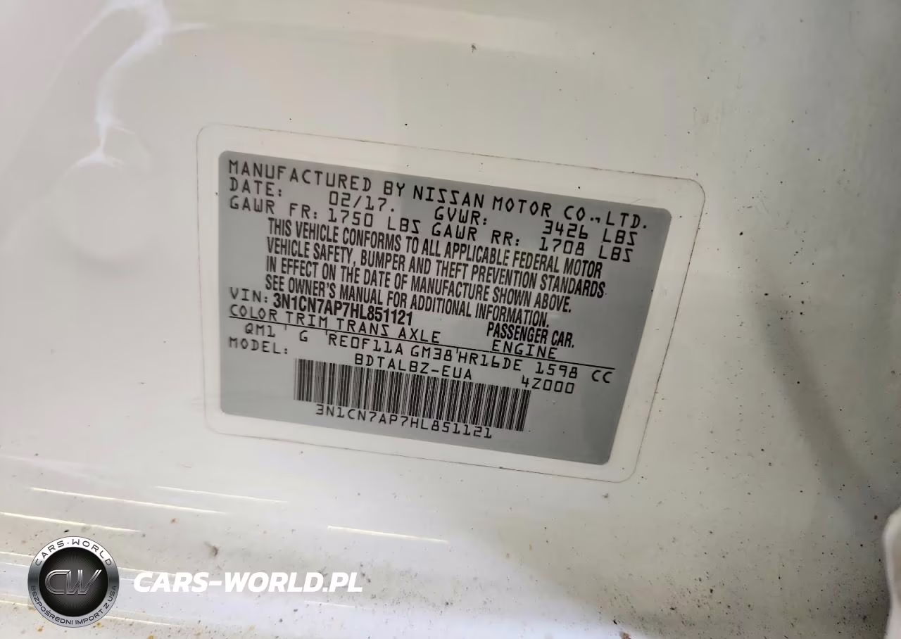 2017 Nissan Versa 1.6 Sv VIN:3N1CN7AP7HL851121 - 12