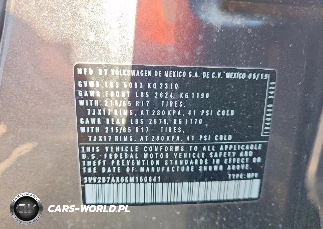 2019 Volkswagen Tiguan Se VIN:3VV2B7AX6KM150641 - 13