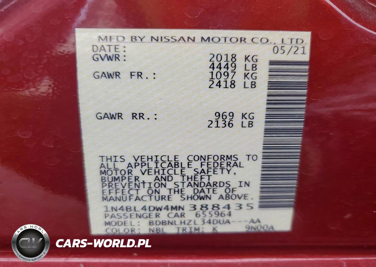 2021 Nissan Altima Sv VIN:1N4BL4DW4MN388435 - 13