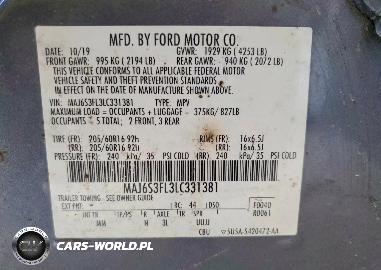 2020 Ford Ecosport S VIN:MAJ6S3FL3LC331381 - 13