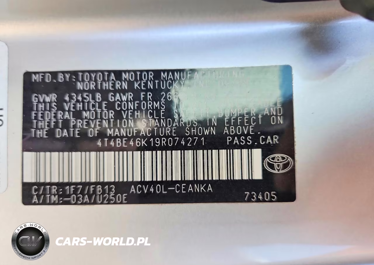 2009 Toyota Camry Le VIN:4T4BE46K19R074271 - 12