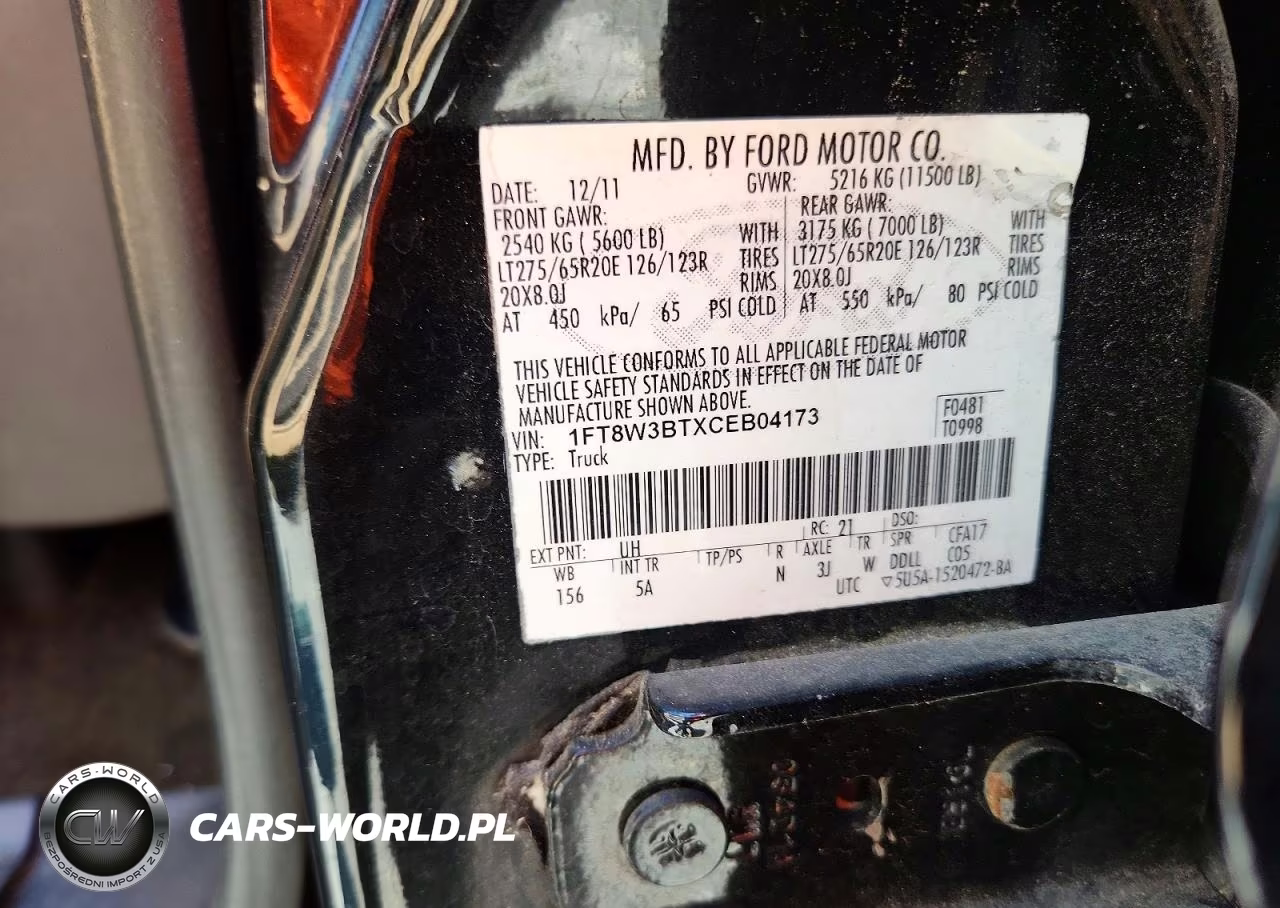 2012 Ford F350 Super Duty VIN:1FT8W3BTXCEB04173 - 13