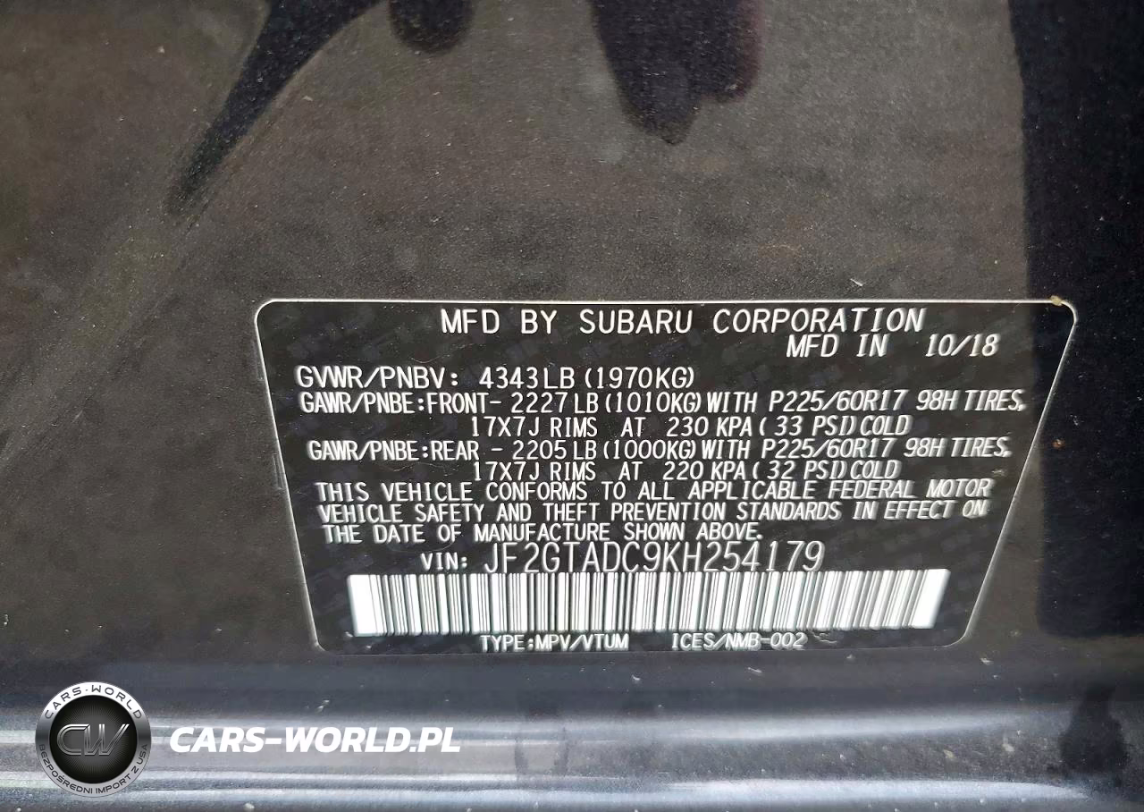 2019 Subaru Crosstrek Premium VIN:JF2GTADC9KH254179 - 12
