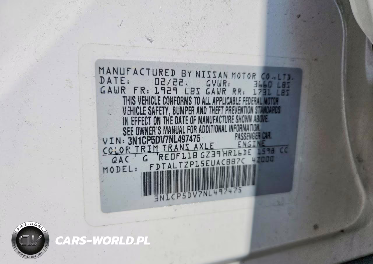2022 Nissan Kicks Sr VIN:3N1CP5DV7NL497475 - 13