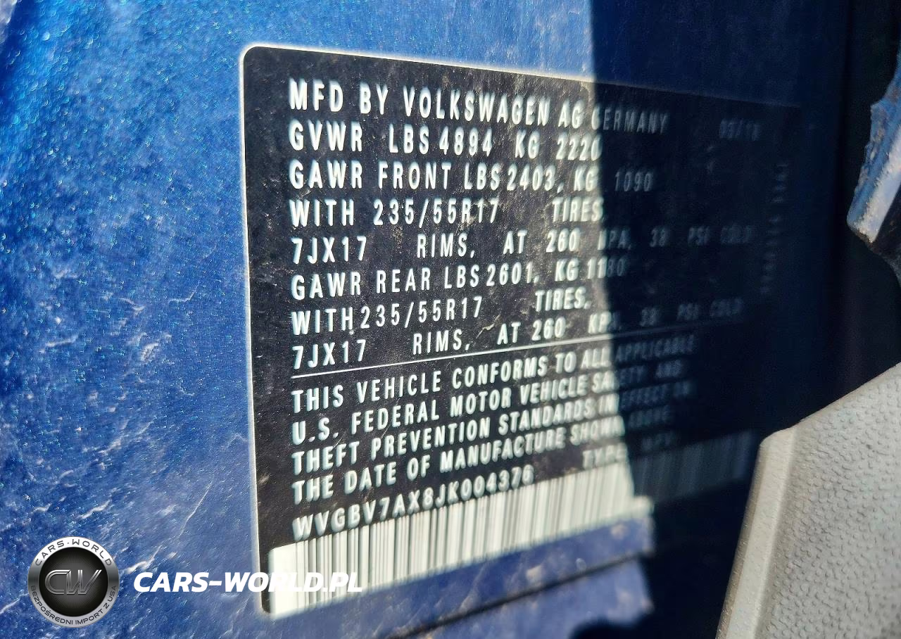2018 Volkswagen Tiguan Limited VIN:WVGBV7AX8JK004376 - 13