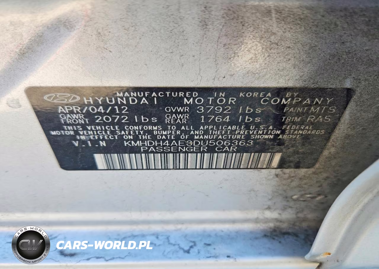 2013 Hyundai Elantra Gls VIN:KMHDH4AE3DU506363 - 12