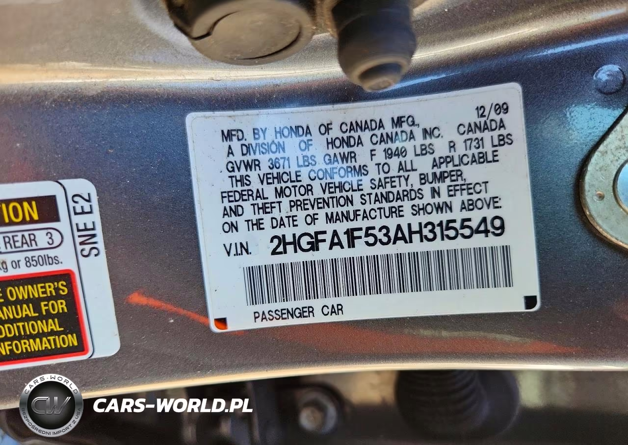 2010 Honda Civic Lx VIN:2HGFA1F53AH315549 - 12