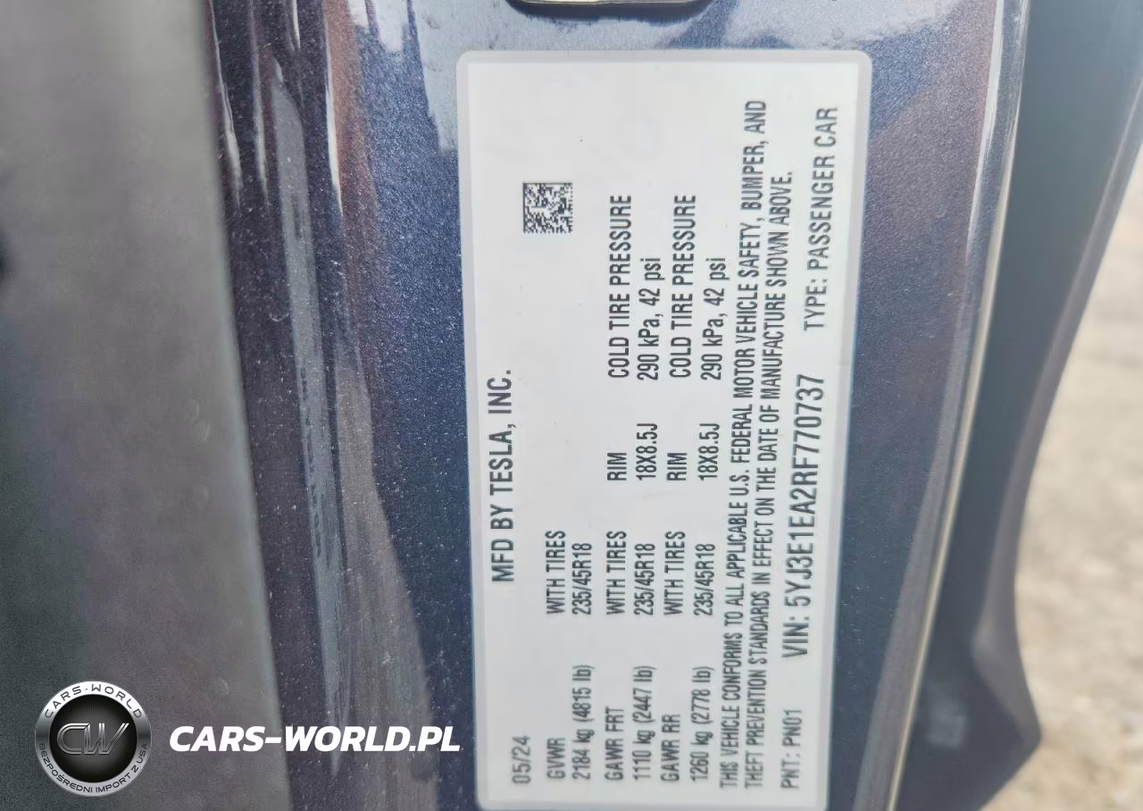 2024 Tesla Model 3 VIN:5YJ3E1EA2RF770737 - 12