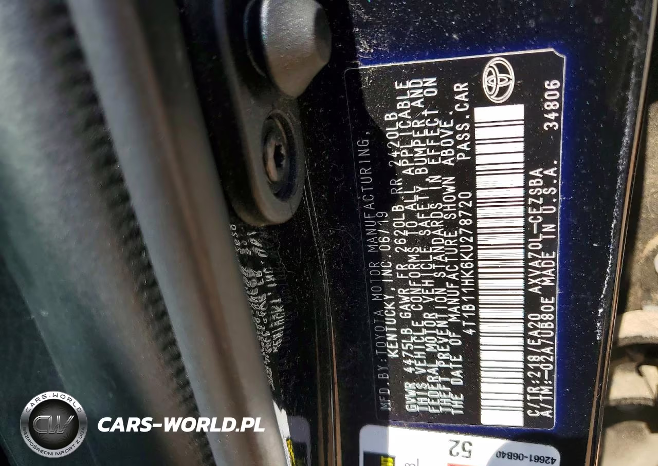 2019 Toyota Camry Se VIN:4T1B11HK6KU278720 - 12