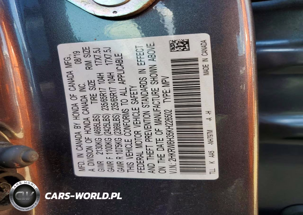2019 Honda Cr-V Lx VIN:2HKRW6H35KH226502 - 13